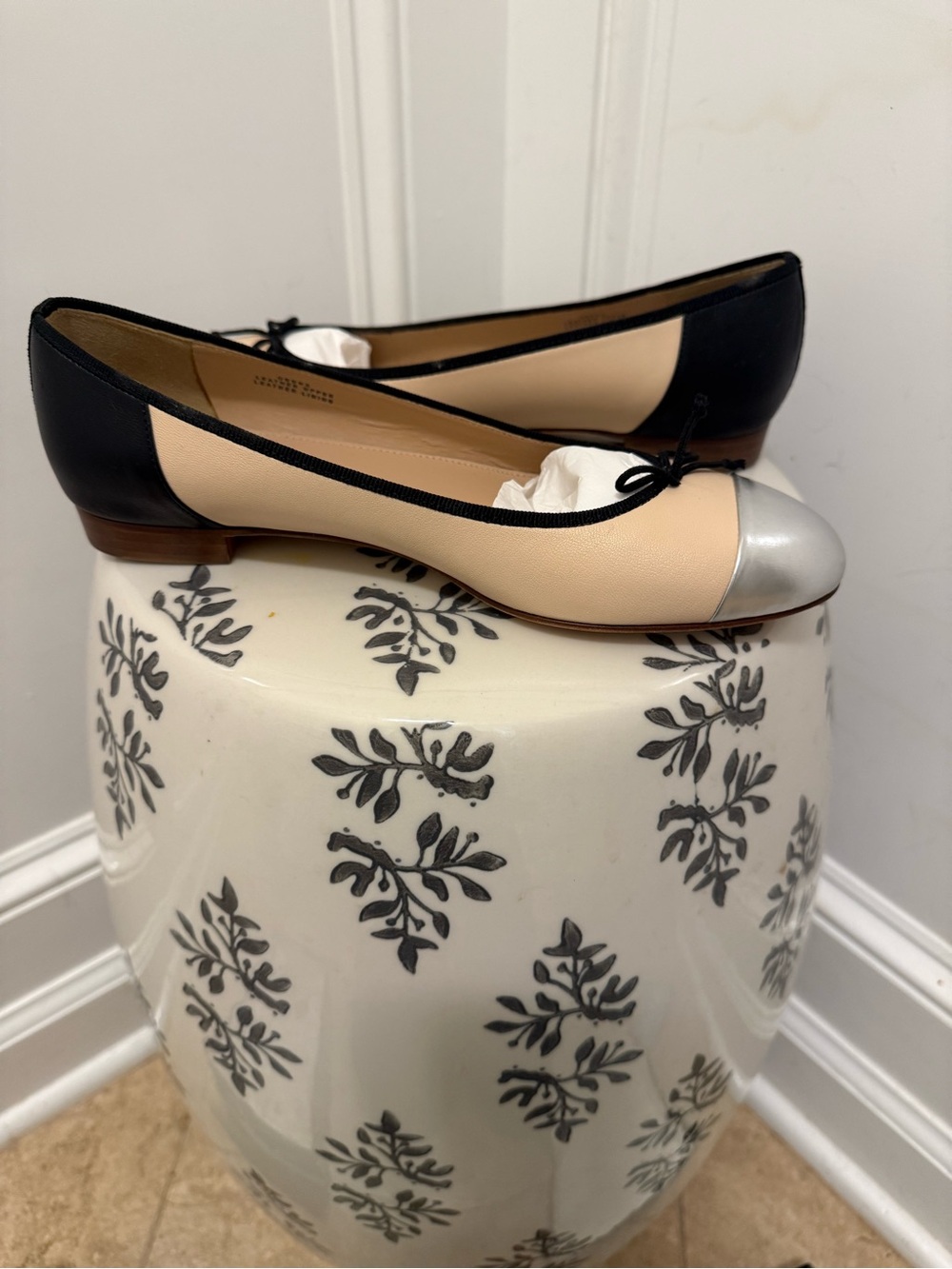 2013 NIB J.Crew Kiki Contrast Cap-Toe Ballet Flats - Italian Leather
